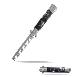 Yinhing Comb Switchblade,Switchblade Comb, 3Colors Stainless Steel Switchblade Spring Pocket Oil Hair Comb Foldable Hairstyling Brush(Black)