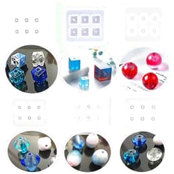 U-House 6 Pack Resin Beads Molds with Hole Silicone Resin Epoxy Molds for Cabochon Gemstone Pendant Earrings Jewelry Casting
