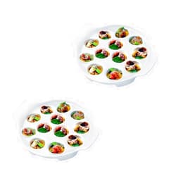 TESSTSY 2 Pack Ceramic Escargot Baking Dish with 12 Holes, 9.2 Inch Snail Plates White Seafood Dish for Kitchen