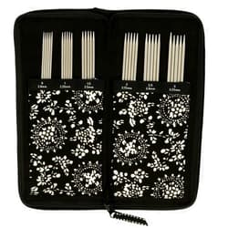 CHIAOGOO Red Ribbon Double Point Stainless Steel Knitting Needle Set, 6-Inch