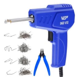 WEP 960-VII Plastic Welder Kit 110V with Ergonomic Grip and LED lights with 350 Hot Staples and Pliers for Car Bumper Plastic Welding, Plastic Gas Tank Repair, a Great Automotive Tools for Mechanics