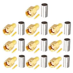 Boobrie 10-Pack SMA Crimp Connector SMA Male Crimp Solder Attachment Straight Adapter 50 Ohm Gold Plated for RG58 RG141 RG142 RG303 LMR195 Coaxial Cable