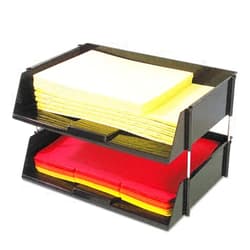 Deflecto deflect-o : Industrial Stacking Tray Set, Two-Tier, Plastic, Black -:- Sold as 2 Packs of - 1 - / - Total of 2 Each