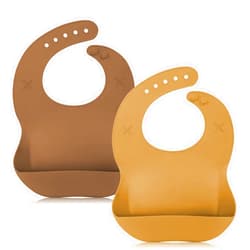 Vuminbox Silicone Baby Bib with 2 Holes for Paper Towel, Adjustable Fit Waterproof Soft Bibs for Babies & Toddlers