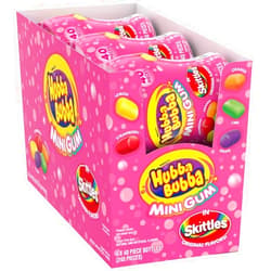HUBBA BUBBA Minis SKITTLES Flavored Sugar-Free Bubble Gum Packs, Bulk Gum 6-Pack (240 Pieces)