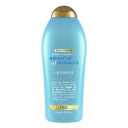 OGX Extra Strength Hydrate & Repair + Argan Oil of Morocco Shampoo for Dry, Damaged Hair, Cold-Pressed Argan Oil to Moisturize & Smooth, Paraben-Free, Sulfate-Free Surfactants, 25.4 Fl Oz