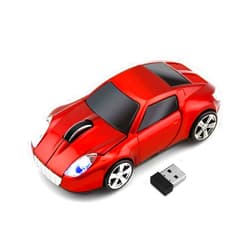 Ai5G Mice Ai5G for TR Racing Car Mouse Wireless Sport Car Shape Mouse Laptop Computer Optical Mouse Gaming Mice with 2.4GHz Nano USB LED Headlight Shiny Surface Decoration (Red)