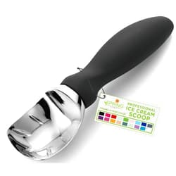 Spring Chef Heavy Duty Ice Cream Scoop with Comfortable Handle, Professional Metal Ice Cream Spoon, Dishwasher Safe Kitchen Tool, Ice Cream Scooper for Gelato, Sorbet, Cookie Dough - Black