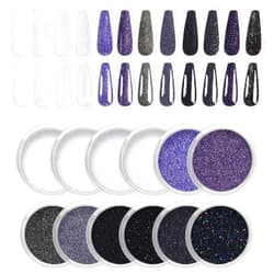 Laza 12 Colors Nail Glitter Powder Shining Sugar Effect Glitter Black White Dust Sand Powder Candy Coat Manicure Nail Art Decoration for Nail Art Tips Decoration DIY Crafts