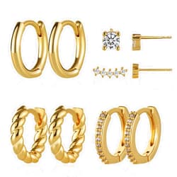 Lijiayione Small 14k Chunky Silver Gold Hoop Earrings for Women Gold Plated Ear Cuff Nickel Free Cartilage Mini Hoop Post Hypoallergenic Huggie Earrings Set Stack for Women Men Trendy Ddaith Piercing Jewelry