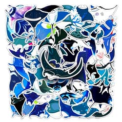 Jukome Devilfish Stickers |50Pcs Stingray Manta Ray Waterproof Vinyl Decals for Water Bottles Bicycle Laptop Computer Mobile Phone Skateboard Bike Decor