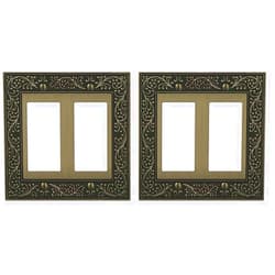 Amerelle 43RRBB English Garden Wallplate, 2 Rocker, Cast Metal, Brushed Brass, 2-Pack