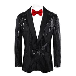 GRACE KARIN Mens Shiny Sequin Blazer One Button Suit Jacket Shawl Lapel Tuxedo Party Dinner Prom