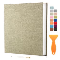 HenPisen Large Photo Album Self Adhesive Scrapbook Album for 4×6 5×7 8×10 Pictures DIY Magnetic Linen Cover Album 40 Pages for Family Wedding Gifts with Metal Pen and Plastic Board