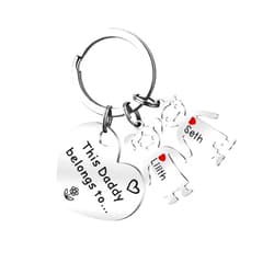 Ruibeila Personalized Keychain for Men Women with 1-7 Children Charms Custom Family Keyring Stainless Steel Keychain for Mother's Day Gift Father's Day Gift