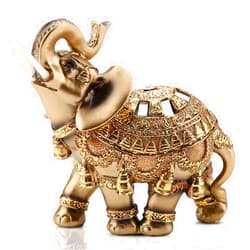 Ejoyous Golden Elephant Statue 5.5 Lucky Feng Shui, Thai Elephant With Trunk Upwards Collectible Figurine Sculpture Decoration, Wealth Lucky Home Office Decor Gift