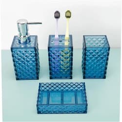 Stcyutdaa Blue Bathroom Accessories Set 4PCS, Multifunction Vanity Countertop Plastic Accessory Kit, Toothbrush Holder, Toothbrush Cup,Including Soap Dispenser, Soap Dish for Housewarming Gift (Blue)