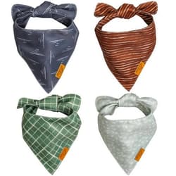 Remy+Roo Large Spring Dog Bandanas - 4 Pack Logan Set | Premium Durable Adjustable Polyester Fabric | Patented Shape Boy Dog Bandanas | Pack of Bandanas for Dogs