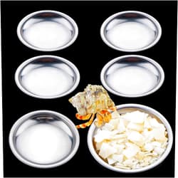 DQITJ 6 Pcs Hermit Crab Food and Water Bowl, Tiny Stainless Steel Feeding Dish for Hermit Crab Cricket Snail Insect