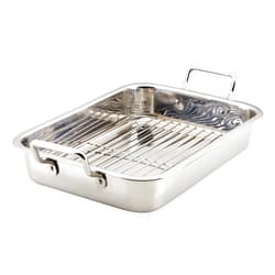 Farberware Classic Traditions Stainless Steel Roaster/Roasting Pan with Rack, 17 Inch x 12.25 Inch