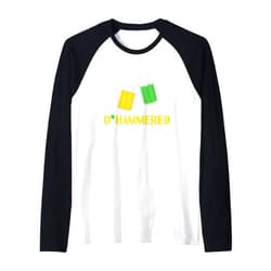 O'Hammered Funny St. Paddy's Day Drink Beer Irish O'Hammered Funny Drinking St. Patrick's Day 2022 Beer Lover Raglan Baseball Tee
