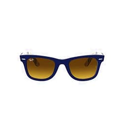 Ray-Ban Rb2140f Original Wayfarer Low Bridge Fit Square Sunglasses Blue on Stripes Orange/Blue/Brown Gradient Dark Brown 54 Millimeters