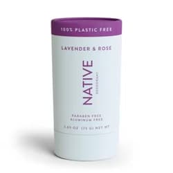 Native Plastic Free Deodorant | Natural Deodorant for Women and Men, Aluminum Free with Baking Soda, Probiotics, Coconut Oil and Shea Butter | Lavender & Rose