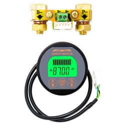 QWORK Battery Monitor Voltmeter Ammeter, Voltage Current Range 8V-80V, 0-100A Voltage Current Meter with 6.5 ft Custom Cable