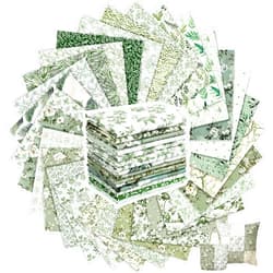 Tatuo 30 Pieces 10 x 10 Inches Sage Green Floral Quilting Fabric Bundle Cotton Squares Patchwork Vintage Greenery Floral Fabric Sewing Bundles Retro Eucalyptus Cloth for DIY Scrapbook Craft Making