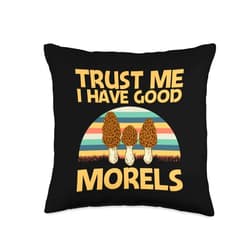 Funny Morel Gift Penny Bun Vegetable Fan Clothing Cute Design for Men Women Morel Mushroom Fungi Hunter Throw Pillow, 16x16, Multicolor