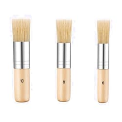 YIUIRUOI 3 Sets of Pig Bristle Brush Set, Art Painting Wooden Brush with Short Handle, Suitable for Oil Painting/Acrylic Painting