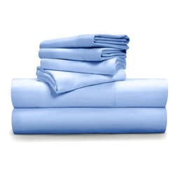 Maayu String Real 800-Thread-Count, 100% Giza Cotton My, 6 PC Sheet Set [1 Fitted, 1 Flat, 4 Pillowcases] |King Size, Light Blue Color| 800TC Giza Long Staple Dream Cotton, Fit Upto 12