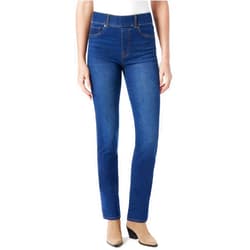 Nine West Women's Shape Effect Pull On High Rise Straight Leg Jean Standard, Blue