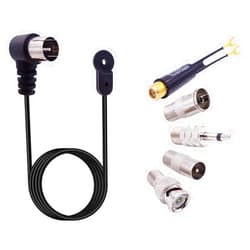 Fancasee Universal FM Antenna 75 Ohm F Male Push On Plug Coax Coaxial Cable Antenna with PAL 3.5mm BNC Jack Connector & 75 to 300 Ohm Adapter FM Radio Antenna for Home AV Stereo Receiver Indoor