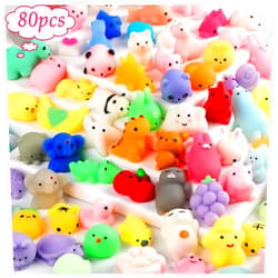 KINGYAO 80pcs Mochi Squishy Toys, Mini Kawaii Squishy Fidget Toys Bundles Squishies Party Favors for Kids Gift for Easter Basket Stuffers Egg Fillers Birthday Classroom Prize Pinata Christmas Stocking