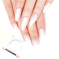 Pretty Diva PrettyDiva Glazed Donut Chrome Powder White Nail Powder Chrome Powder Magic White Glazed Chrome Powder for Nails High Gloss Pearlescent Chrome Nail Powder for DIY Nail Art 1g/Jar (Doughnut)