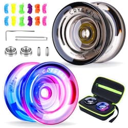 MAGICYOYO K2 Crystal 2 Pack, Responsive Yoyo for Kids + Advanced, Dual Purpose Yo Yo with Unresponsive Bearing +12 Strings +2 Holes Case (Gradient + Black)