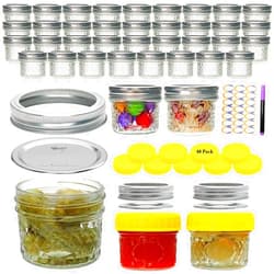 Flrolove Mason Jars 4 OZ,40 Pack Canning Jars With Regular Lids,Mini Mason Jars Ideal for Jam,Jelly,Honey,DIY Projects,Wedding/Shower Favors