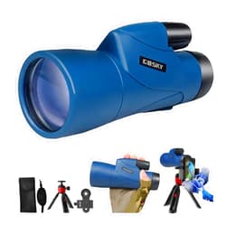 Gosky Monoculars Telescope, 12x55 HD Monocular for Adult with BAK4 Prism & FMC Lens, Lightweight Monocular with Smartphone Adapter Suitable for Bird Watching Hunting (Blue)