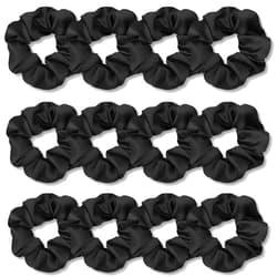 IVARYSS Scrunchies for Hair Sleep, Premium Satin Soft Than Silk for Women Curly Hair, Cute Bands Ties for Girls Thin | Thick Hair Styling, 12 Pack, Black