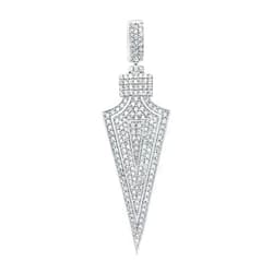 Silverjewel Iced Out Diamond Arrowhead Pendant Micro Pave Set Hip Hop Arrowhead Pendant For Unisex 925 Sterling Silver Charm Pendant Simple Arrowhead Style Bling Pendant Gift For Him