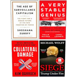 By Professor Shoshana Zuboff (Author), Kim Darroch (Author), Philip Rucker Carol D. Leonnig (Author), Michael Wolff (Author) & 1 more The Age of Surveillance Capitalism, Collateral Damage, A Very Stable Genius, Siege Trump Under Fire 4 Books Collection Set