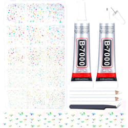 Shynek B7000 Adhesive Glue with 14000Pcs Clear AB Rhinestones for Crafts, Crystal Rhinestones Flatback Resin Gems Bling Kit with Tweezer for Clothes Shoes, Tumblers Decoration