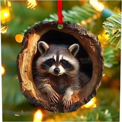 Muyaxan Christmas Tree Animal Pattern 2D Acrylic Ornament, Animal Christmas Ornament, Forest Animal Decoration, Seasonal Decor for Christmas Tree, Ceiling, Christmas Decor Keepsake Gifts (C)