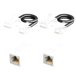 Uvital Phone Jack to Ethernet Adapter, RJ11 to RJ45 Adapter, RJ45 Female to RJ11 Male for Landline Telephone, with RJ45 to RJ11 Cable (RJ45 Coupler White + RJ45 to RJ11 Cable Black)
