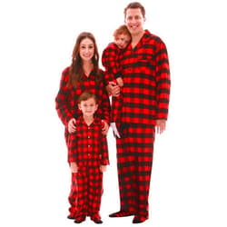 #followme Family Pajamas Buffalo Plaid Button-Front Microfleece Pajamas Set with Matching Socks