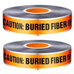 Pangda 2 Rolls 2 Inch by 1000 Feet Detectable Safety Tape Underground Electrical Caution Tape Caution Buried Fiber Optic Line Below Warning Tape, Orange with Black Print