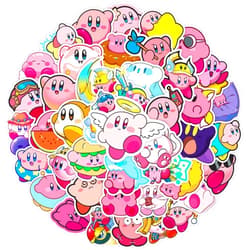 LIANKONG Cute Cortoon Game Kirby Stickers, 50Pcs Cartoon Sticker Packs for Teens Adult Girls, Vinyl Waterproof Stickers for Phone Car Water Bottle Laptop Luggage