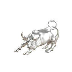 DUJEFF Sculpture Home Decoration Bull,Wall Street Bull Statue（Feng Shui） Represents Good Luck of Life Wealth, Bull Figurine Bull Gift Resin, Silver
