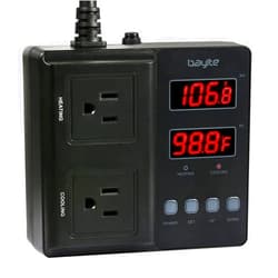 bayite Temperature Controller 1650W 15A BTC211 Dual Digital Outlet Thermostat Plug, Pre-Wired, 2 Stage Heating and Cooling Mode, 110V - 240V, Fermentation BBQ Reptile Aquarium